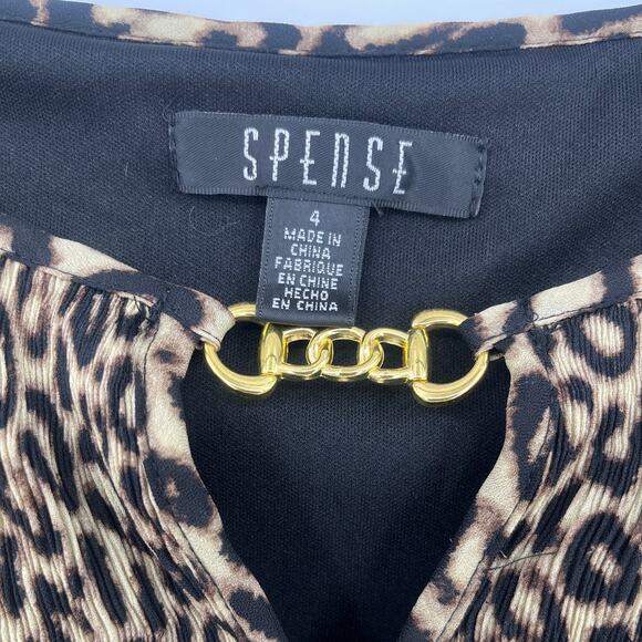 Spense Leopard Dress Sz 4 Y2K Flare Sleeve Glam party Clubwear Smocked Statement - Picture 8 of 10